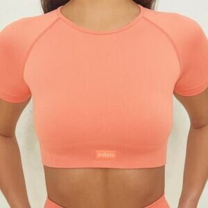 Bo+Tee Women's Coral Pink Crop-top Sz S